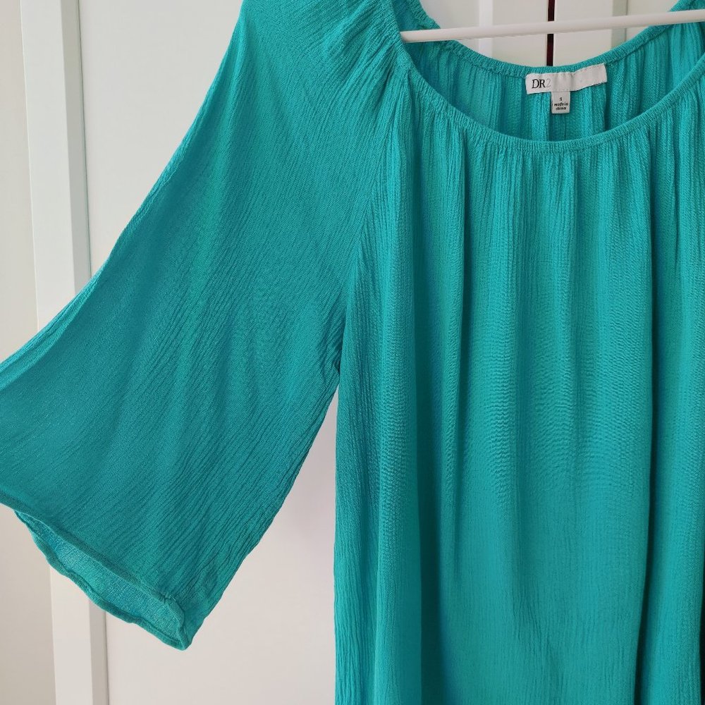 Turquoise Bell Sleeve Top - Size Small - Picture 3 of 4